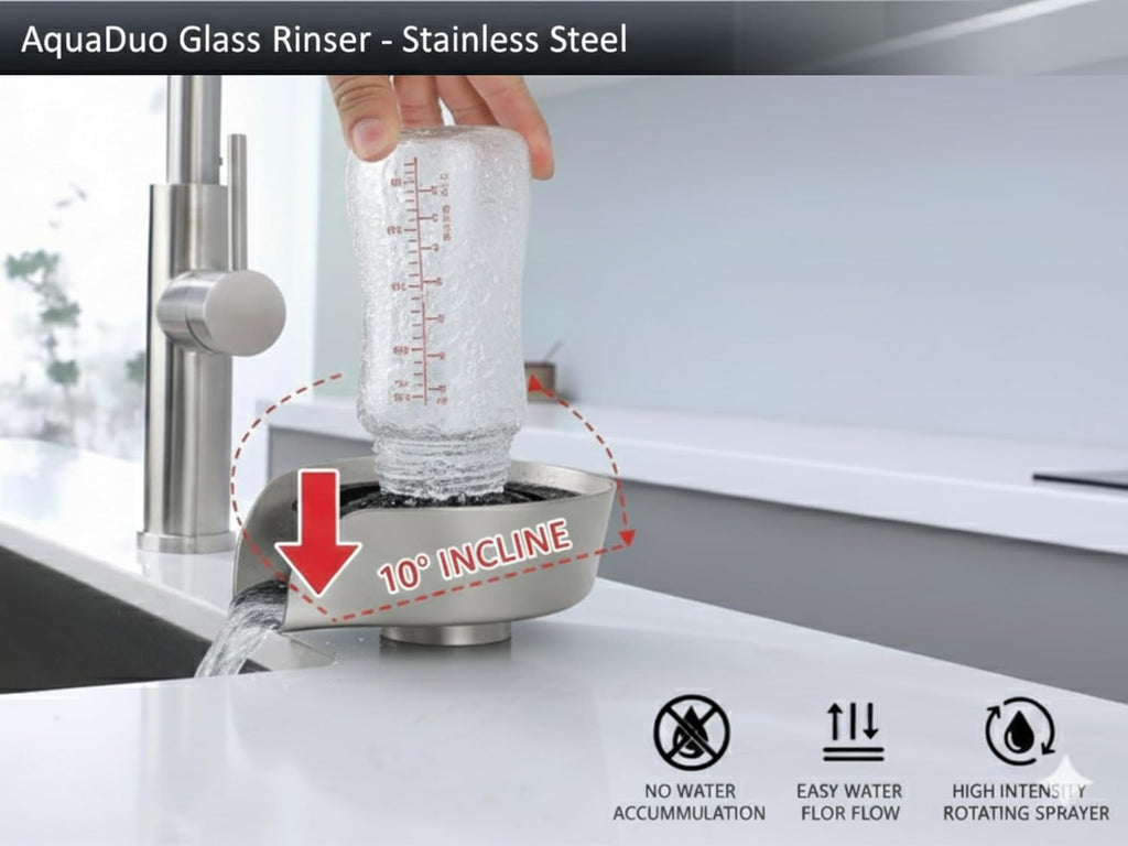 AquaDuo Glass Rinser & Kitchen Sink Sprayer Stainless Steel, Brushed Nickel