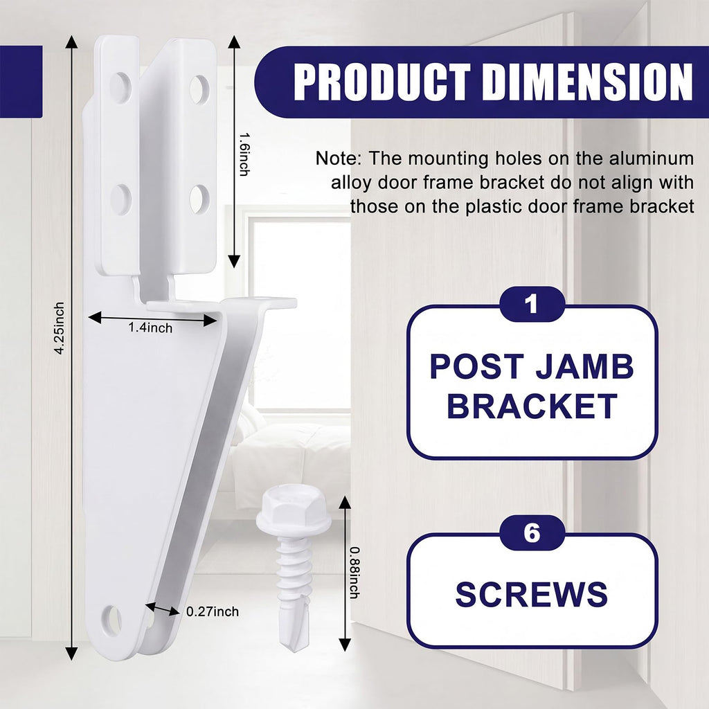 1 Pcs Aluminum Jamb Bracket Door Closer, White