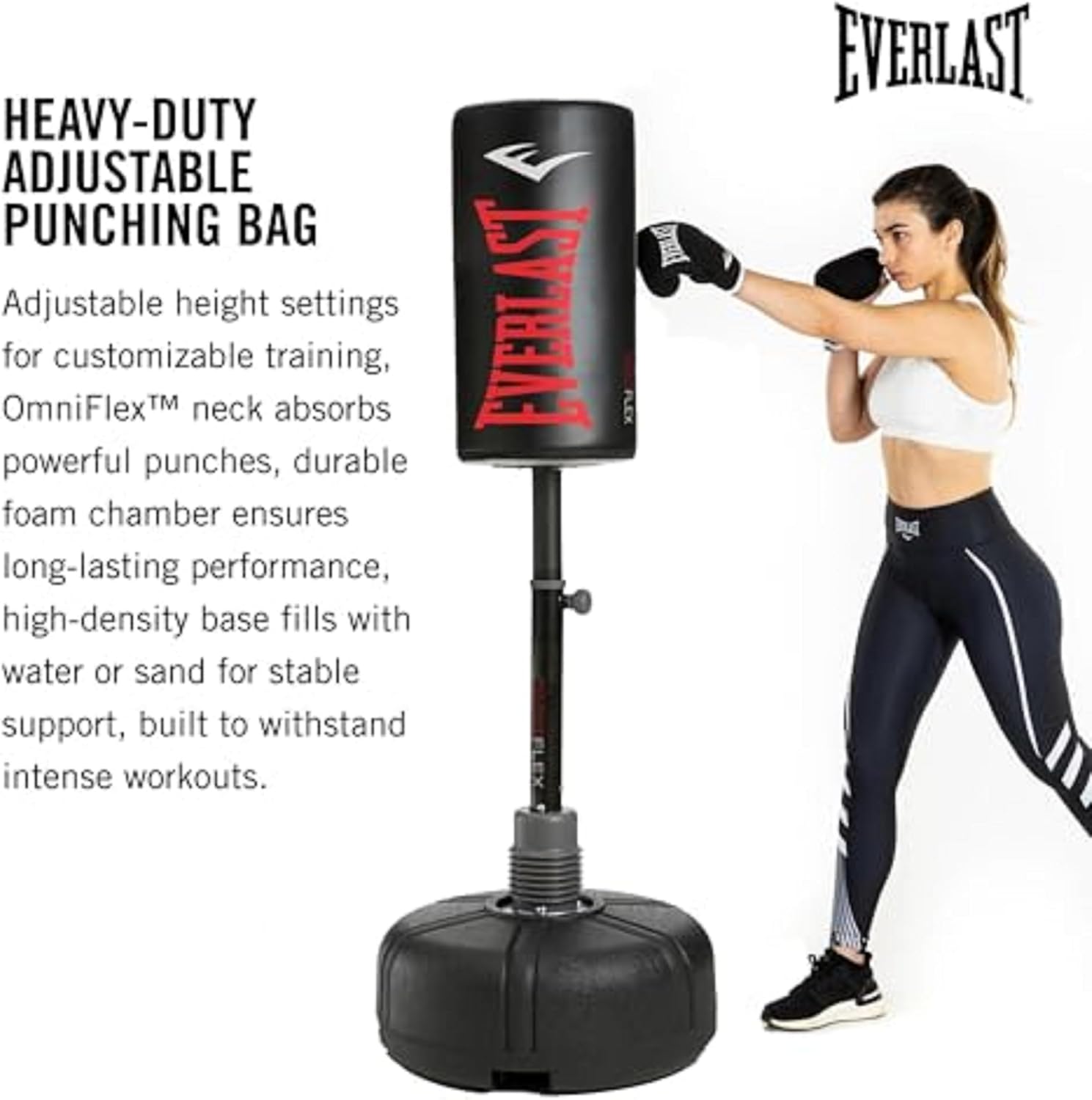 Freestanding Adjustable Punching Bag for Adults | Heavy Boxing Bag with Stand | Free Standing Punching Bag for