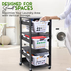 Laundry Basket Holder Shelf, Stackable Laundry Sorter, Slate Grey, 3 Tier