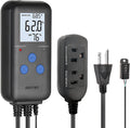 Humidity Controller with Temperature Display for Reptile, Mushroom | Pre-Wired Digital Humidistat, Dual-Stage Outlet