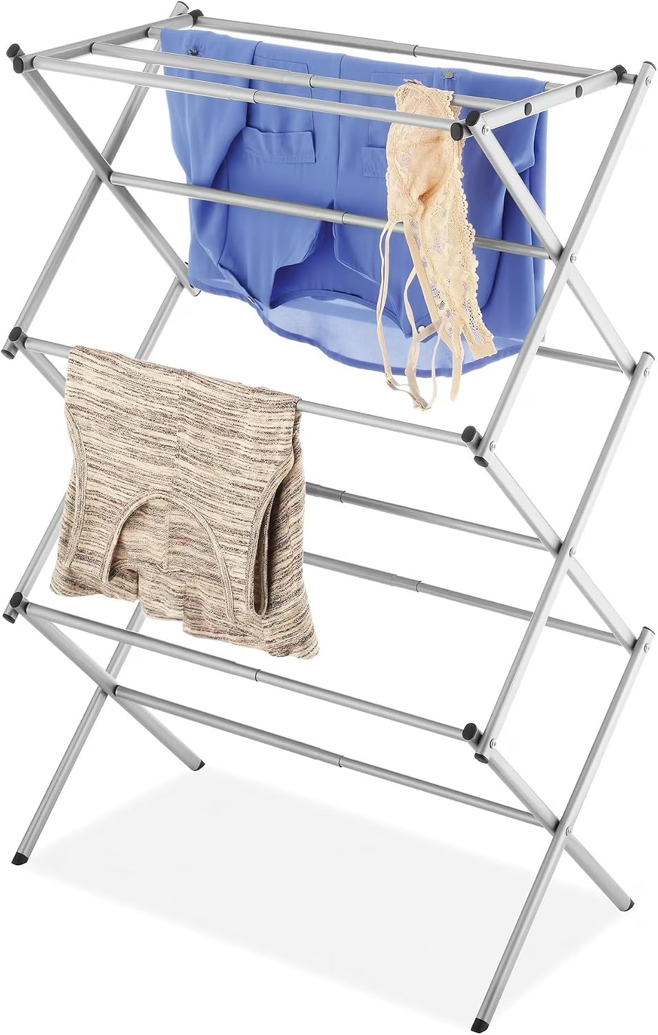 Expandable Drying Rack with 11 Bars & Top Shelf, Heavy Duty Steel Accordion Design, Space Saving Foldable Clothes
