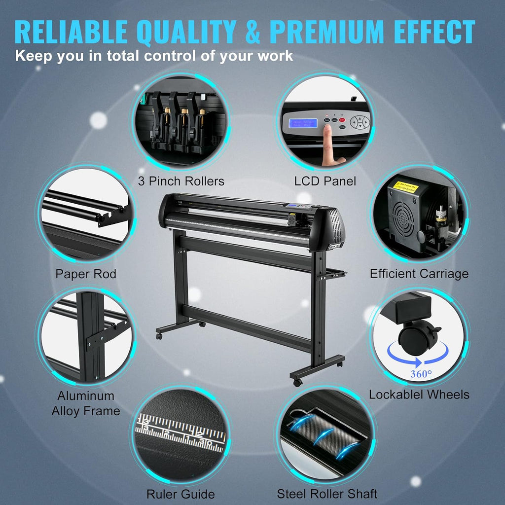 Vinyl Cutter, 53inch Vinyl Cutter Plotter with Stand, Adjustable Speed Force for Sign Making Vinyl Plotter