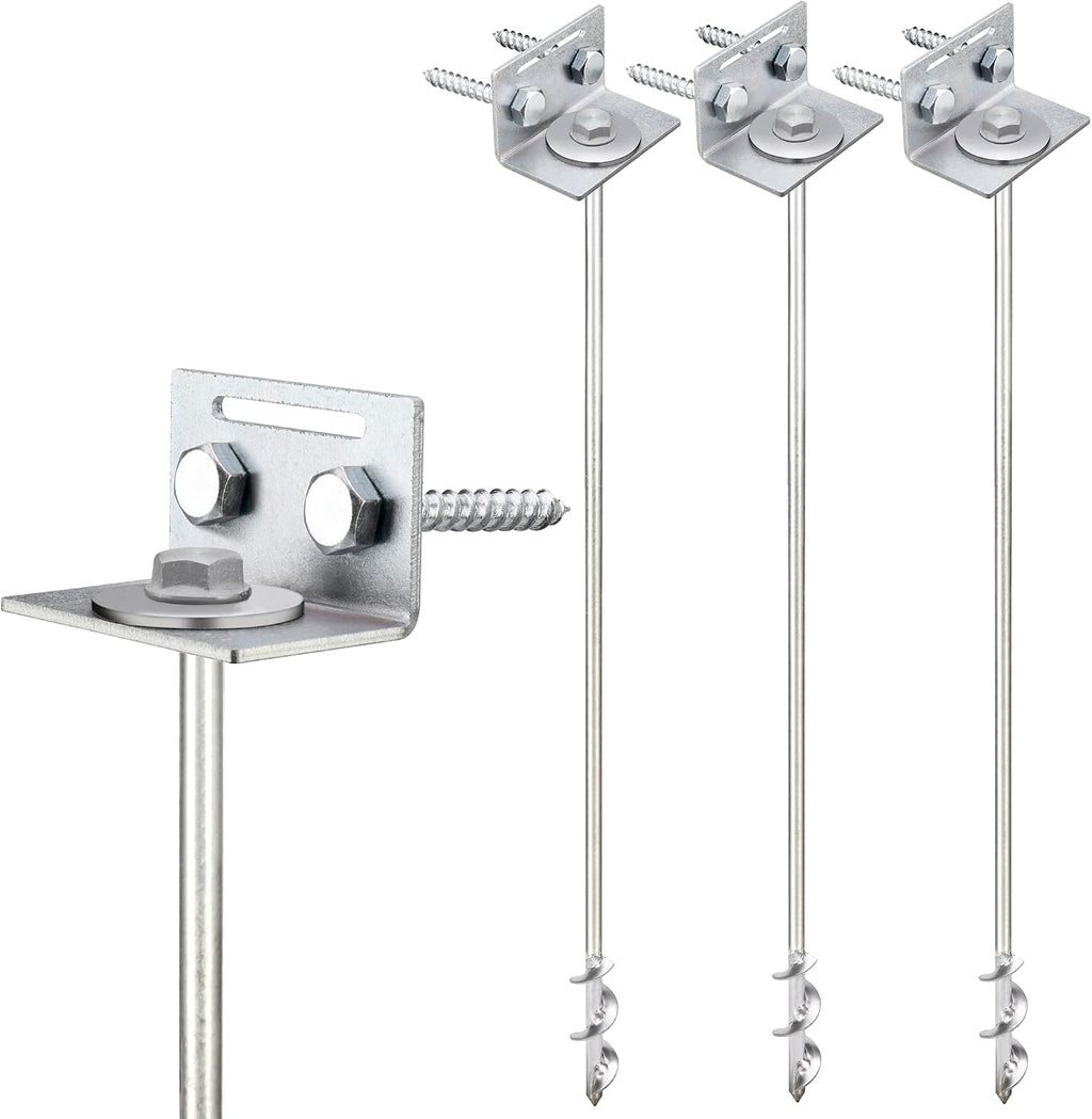 Ground Anchors Screw In - 24" Set of 4,6,8 with Brackets and Drill Bit - Earth Anchors - Mobile Home Anchors