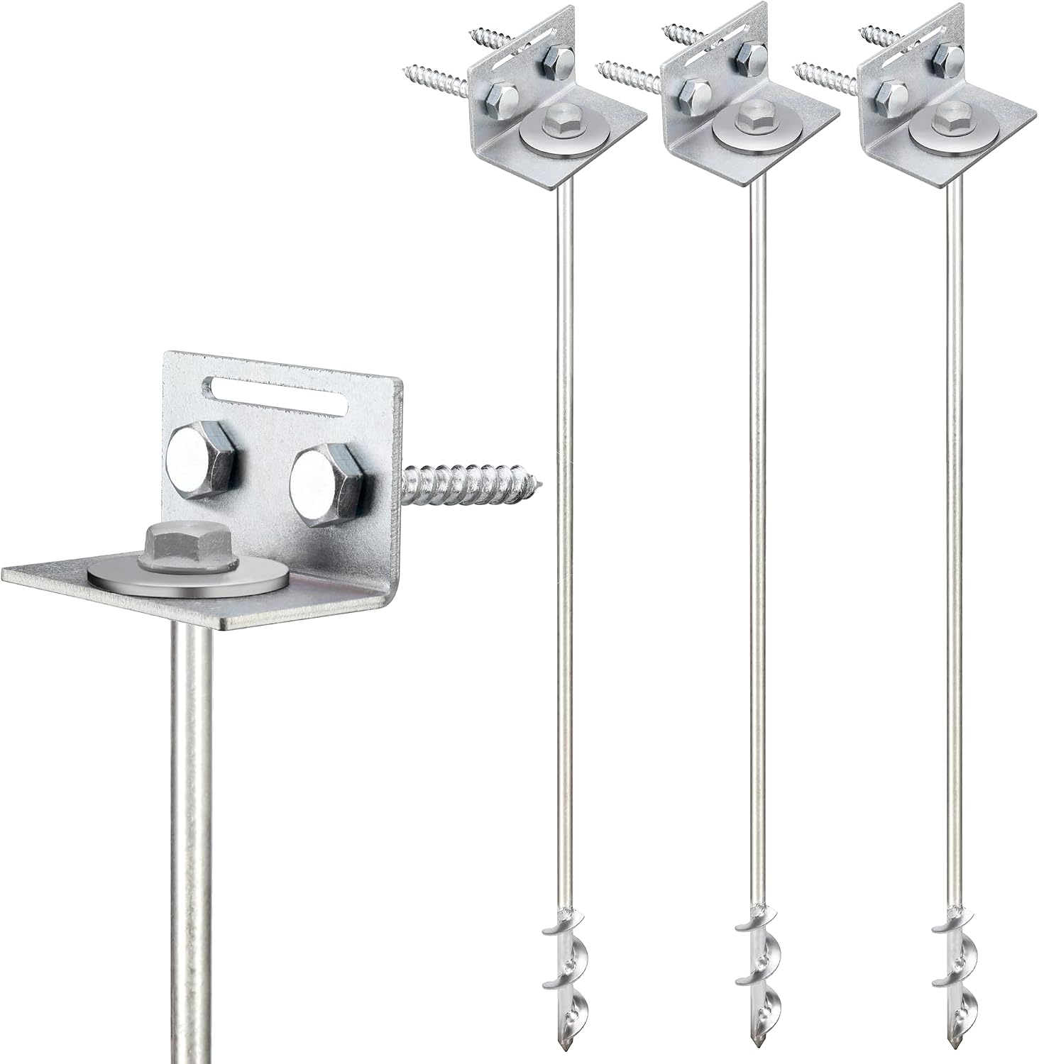 Ground Anchors Screw In - 24" Set of 4,6,8 with Brackets and Drill Bit - Earth Anchors - Mobile Home Anchors
