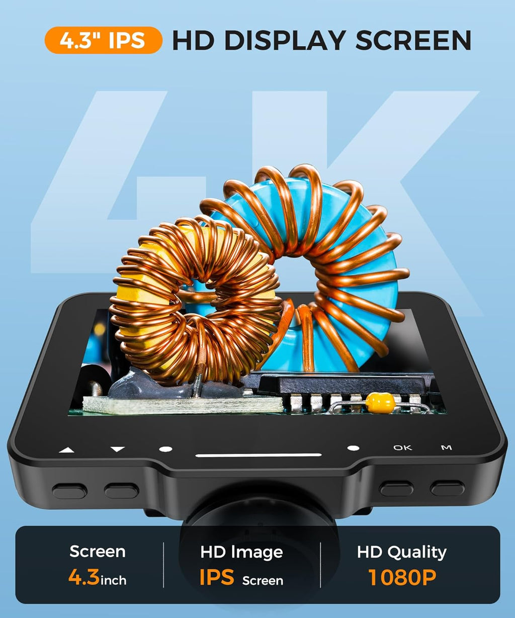 Digital Microscope for Coins with Light HD Screen | 4.3 Inch 1080P HD Screen, 10MP Camera, 1-1000X Zoom. Wireless USB