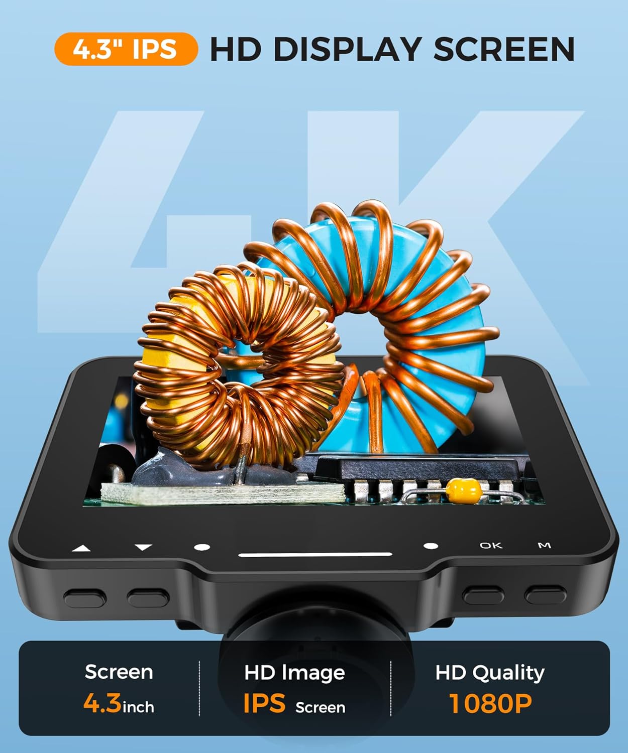 Digital Microscope for Coins with Light HD Screen | 4.3 Inch 1080P HD Screen, 10MP Camera, 1-1000X Zoom. Wireless USB