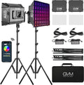 GVM RGB Photography Lighting Kits with 2 Softboxes, 880RS 60W Studio Lights with Bluetooth Control, 2 Packs Video