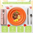 Orange Paper Plates - Disposable Plates for Party, 25-9" & 25-7"