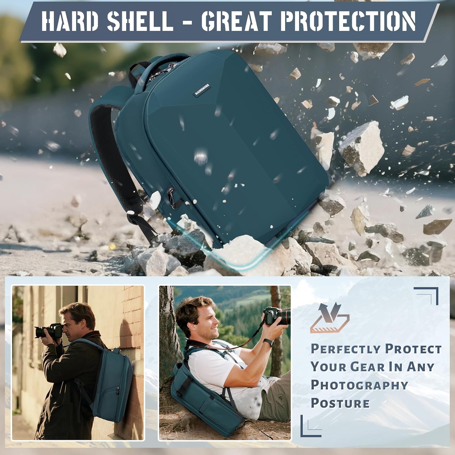 Camera Backpack Hard Shell for DSLR/SLR Waterproof Camera Bag with Laptop Compartment 15.6 Inch Professional Camera