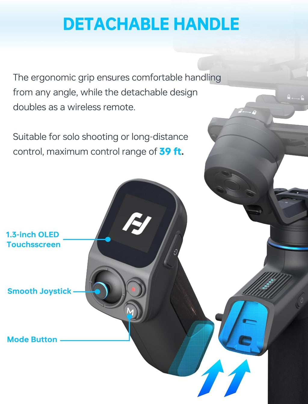 Feiyu SCORP Mini 3 Pro Camera Gimbal Stabilizer for Canon/Sony/Nikon/iPhone | Built-in AI Tracking , 4.4lb Payload