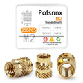 Pofsnnx 250PCS Brass Heat Set Nuts, M2 Threaded Inserts Assortment