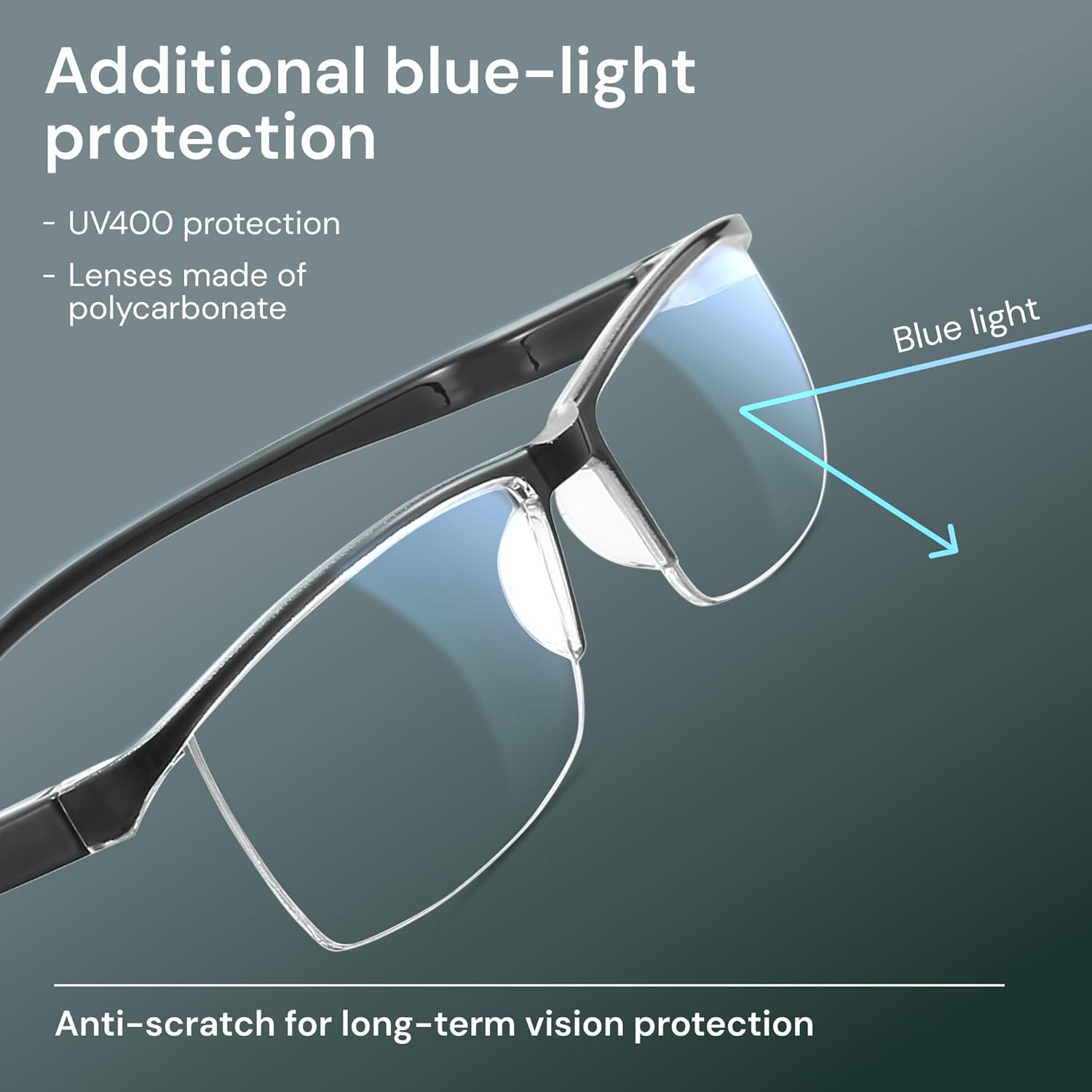 Executive Style Reading Glasses Men - Durable Readers with Blue Light Filtering- Comfortable Fit with TR90 Frames
