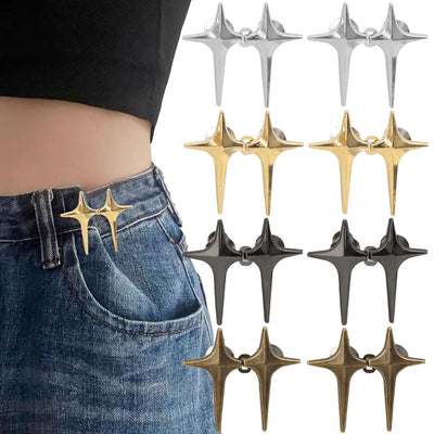 8 Sets Adjustable Star Button Pant Waist Tightener, Adjustable Waist Buckle Sets No Sew and No Tools Detachable