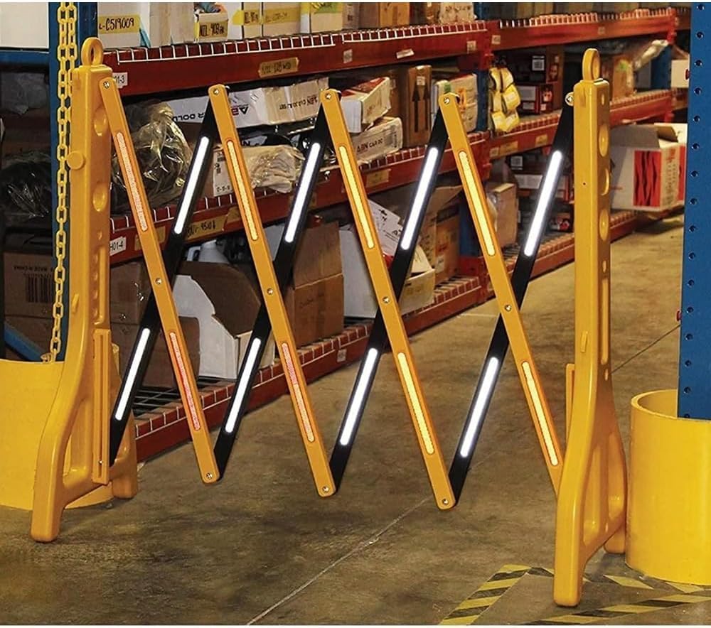 Expandable Safety Barricade, Retractable Security Barrier Water Filled Weighted Base,Adjustable Traffic