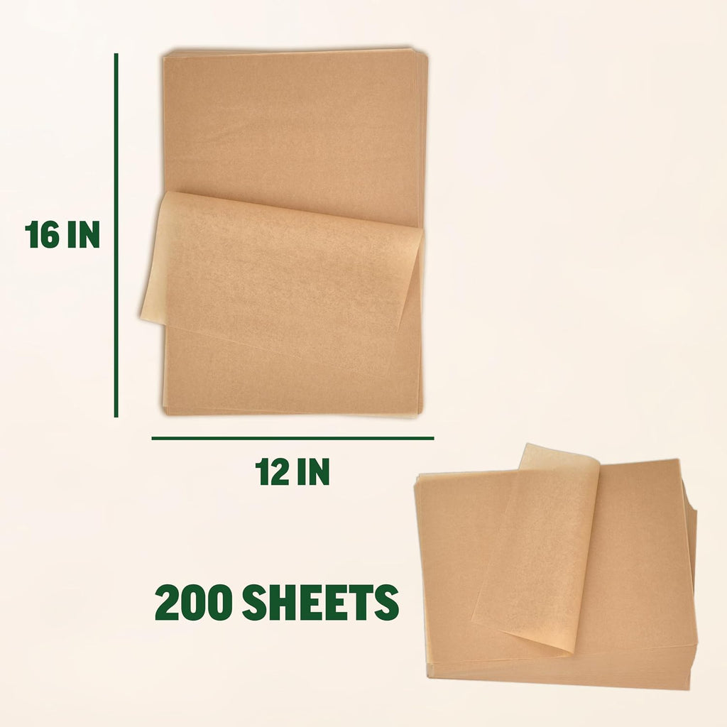12x16 Parchment Paper, 200 Sheets, Pre-Cut, Fits Half Sheet Pans