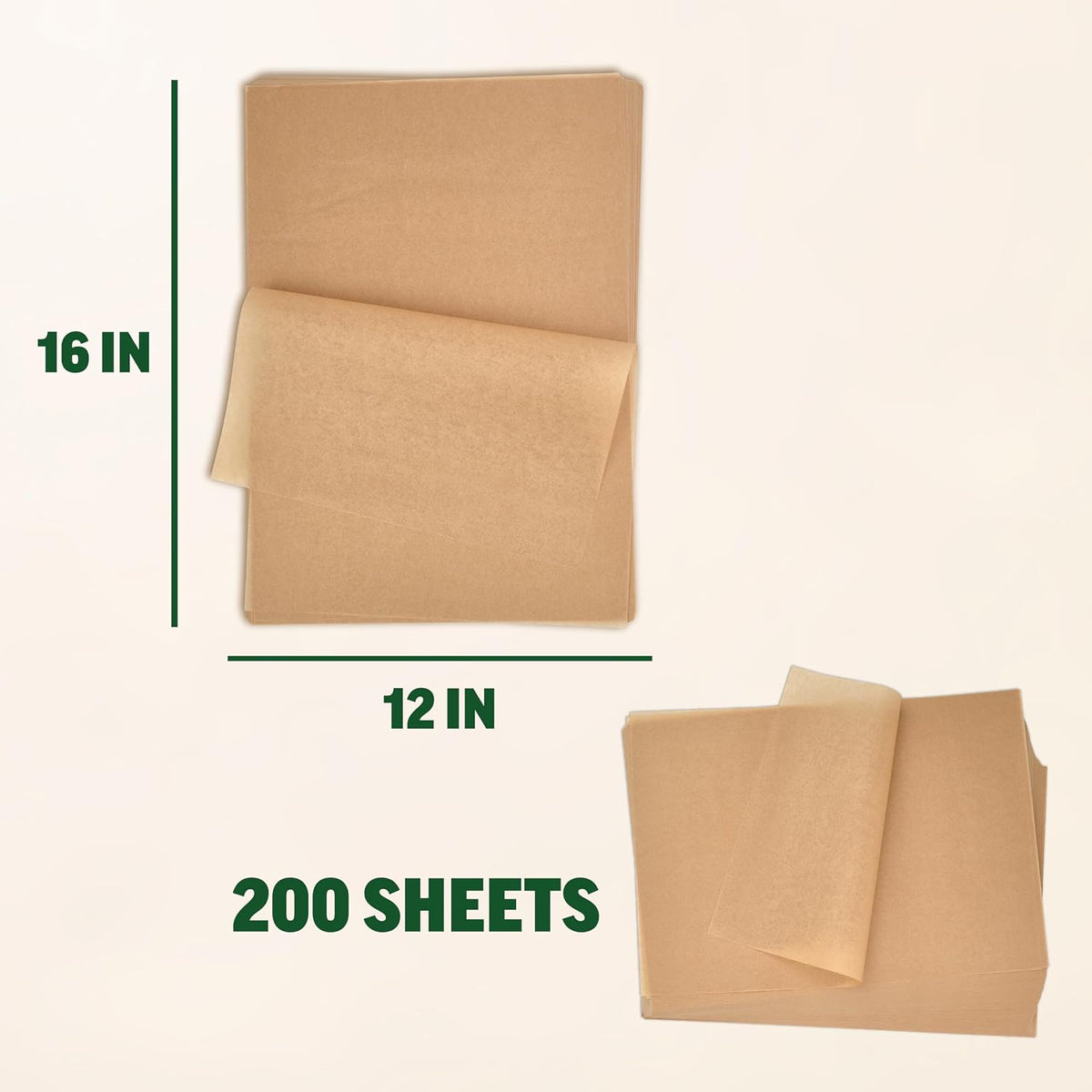 12x16 Parchment Paper, 200 Sheets, Pre-Cut, Fits Half Sheet Pans