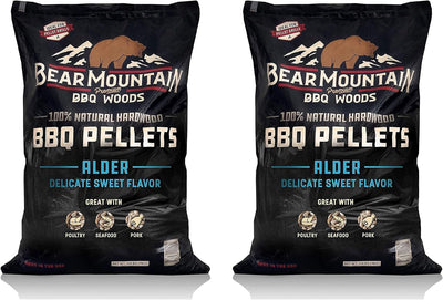 All Natural Hardwood Pellets, Alder Wood 20 Pound Bag, Ideal for Pellet Smokers, Smoky Wood Fired Flavor (2 Pack)