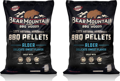 All Natural Hardwood Pellets, Alder Wood 20 Pound Bag, Ideal for Pellet Smokers, Smoky Wood Fired Flavor (2 Pack)