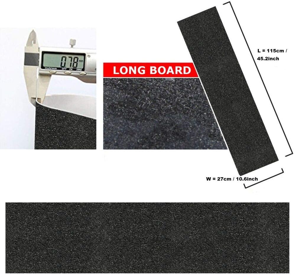 Skateboard Grip Tape Sheet, 45.2x10.6 inch,Bubble Free, Waterproof, Scooter, Longboard Griptape, Grippy Sandpaper for