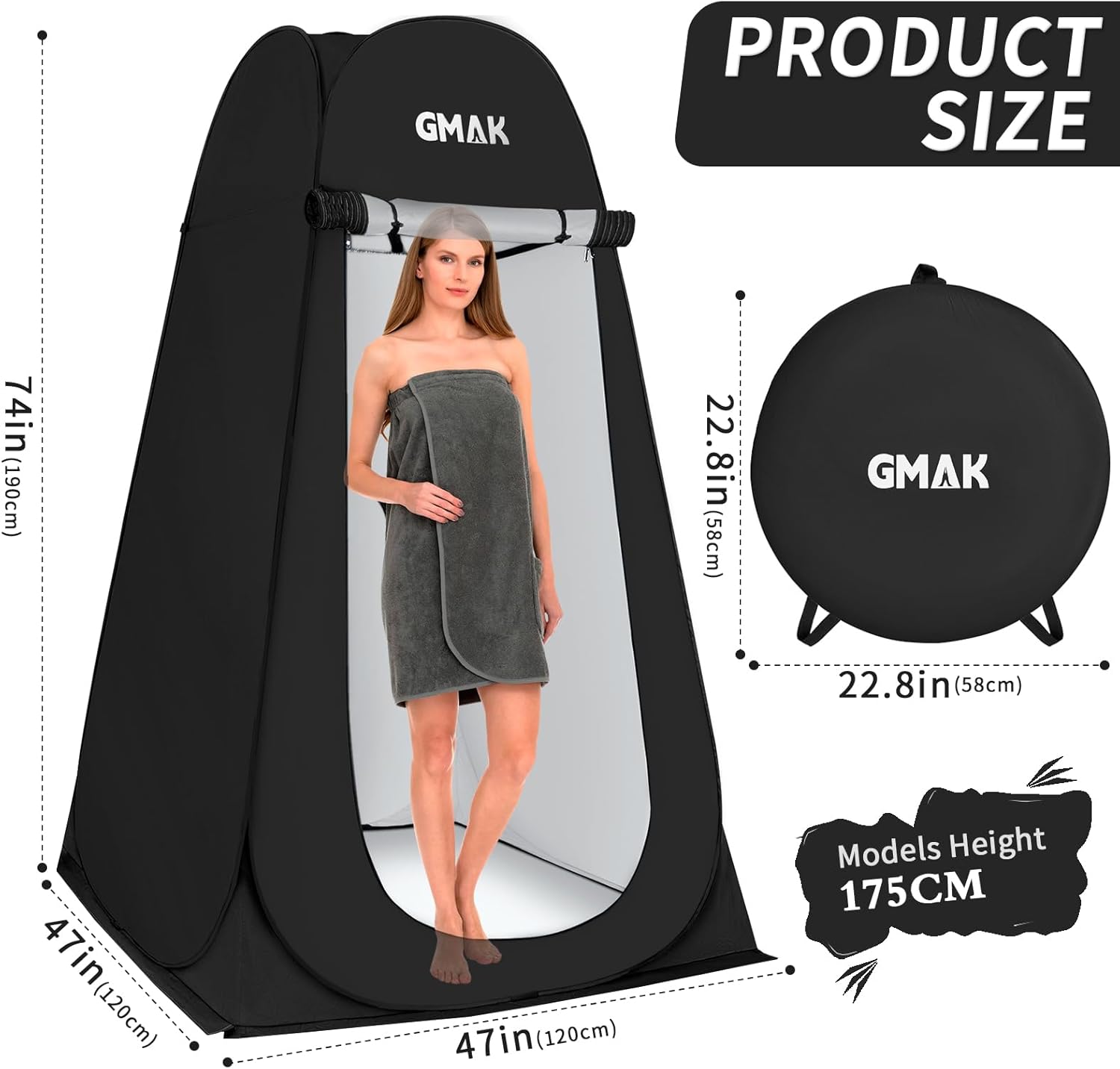 Pop Up Privacy Shower Tent, Pop Up Changing Tent, 3.94 x 3.94 x 6.23ft | Outdoor Privacy Shelter Shower Tent for