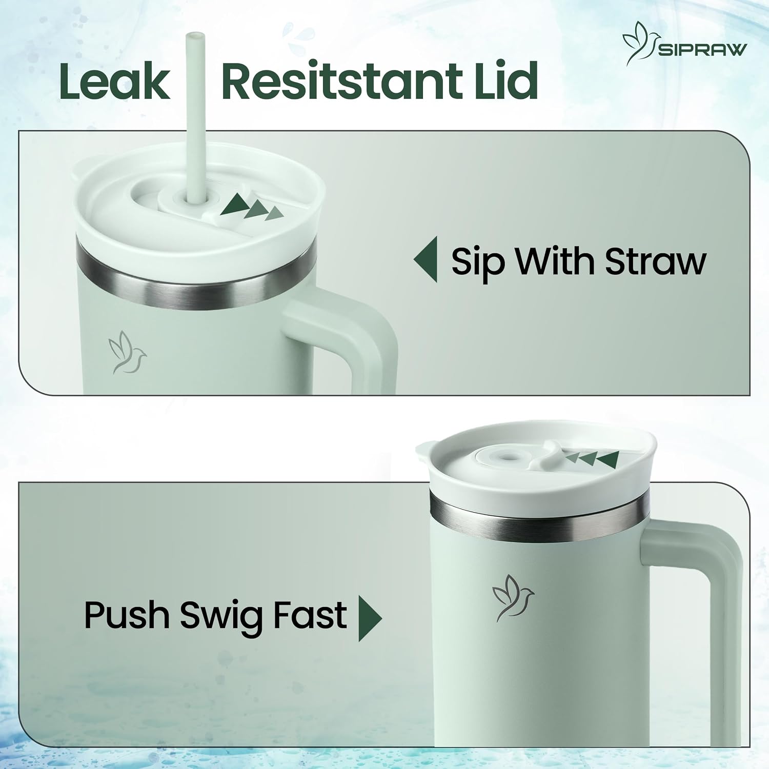 40oz Tumbler with Handle and Straw Insulated Stainless Steel Travel Mug Vacuum Double Wall Coffee Cup Leak Resistant