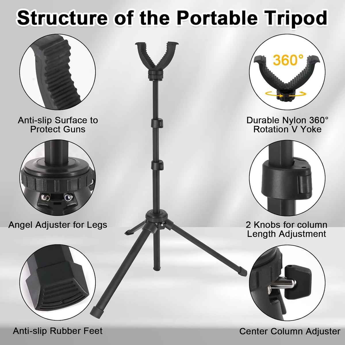Tripod Shooting Stick Rifle Table Shooting Rest, for Range Practice | Portable, Adjustable Height, Compact Aluminum