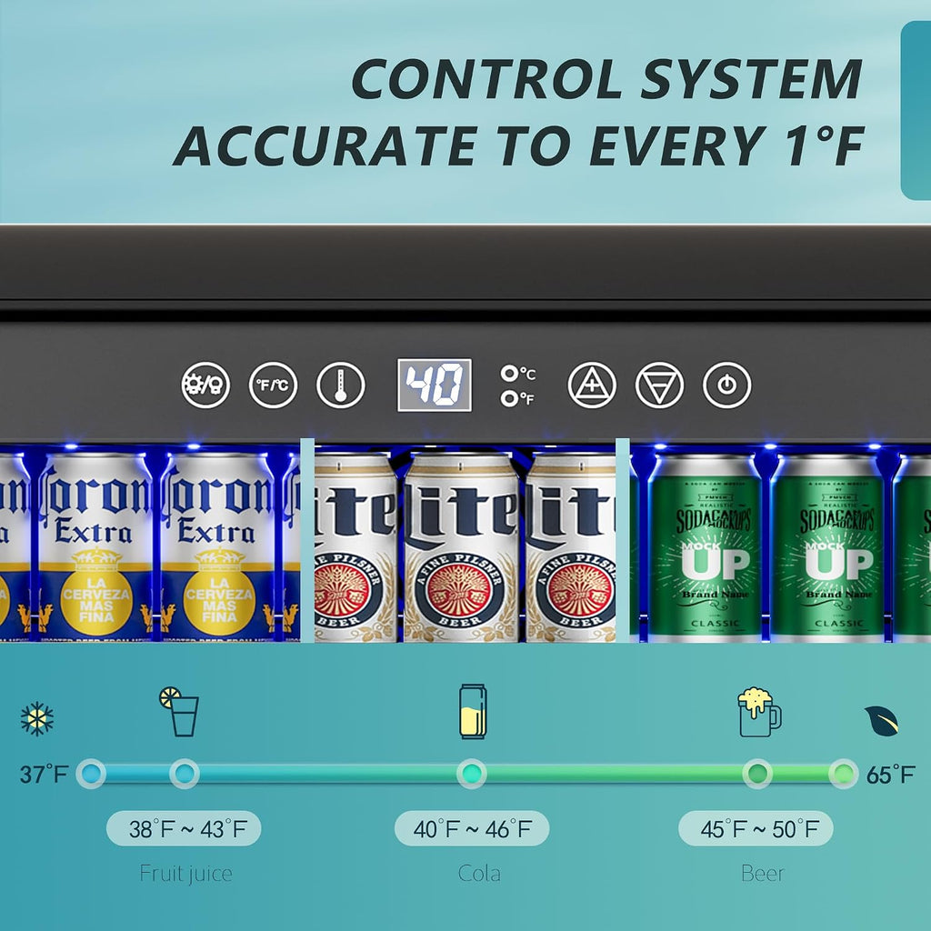 24 Inch Beverage Refrigerator, 180 Can Under Counter Refrigerator