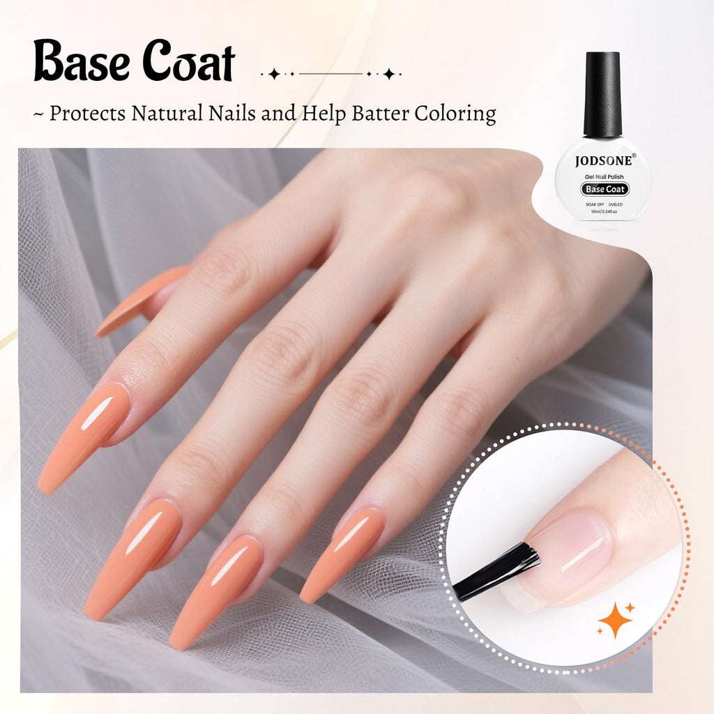 4 Bottle 10ML Nail Primer Base Coat Top Coat and Builder Gel Glossy Durable Long Lasting Gift for Girls at Home Salon