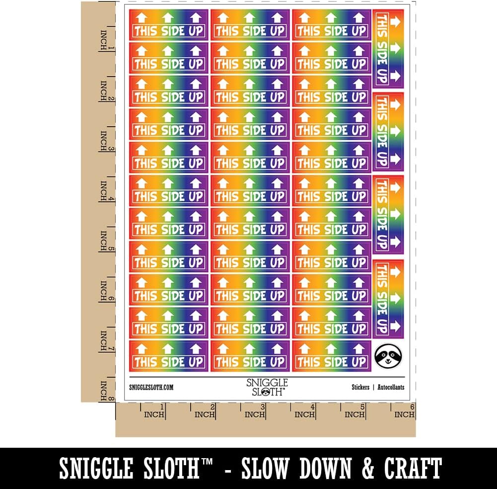 This Side Up Arrows Box Crate Shipment Sticker Pack - Matte Finish - Small 1.50" Size - Rainbow