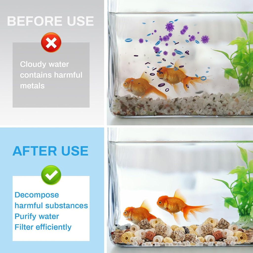3 Bags Aquarium Filter Media Bio Balls Ceramic Rings Set 1500 g Total 3.3 lb 12 in 1 with Mesh Bag Ceramic Rings for