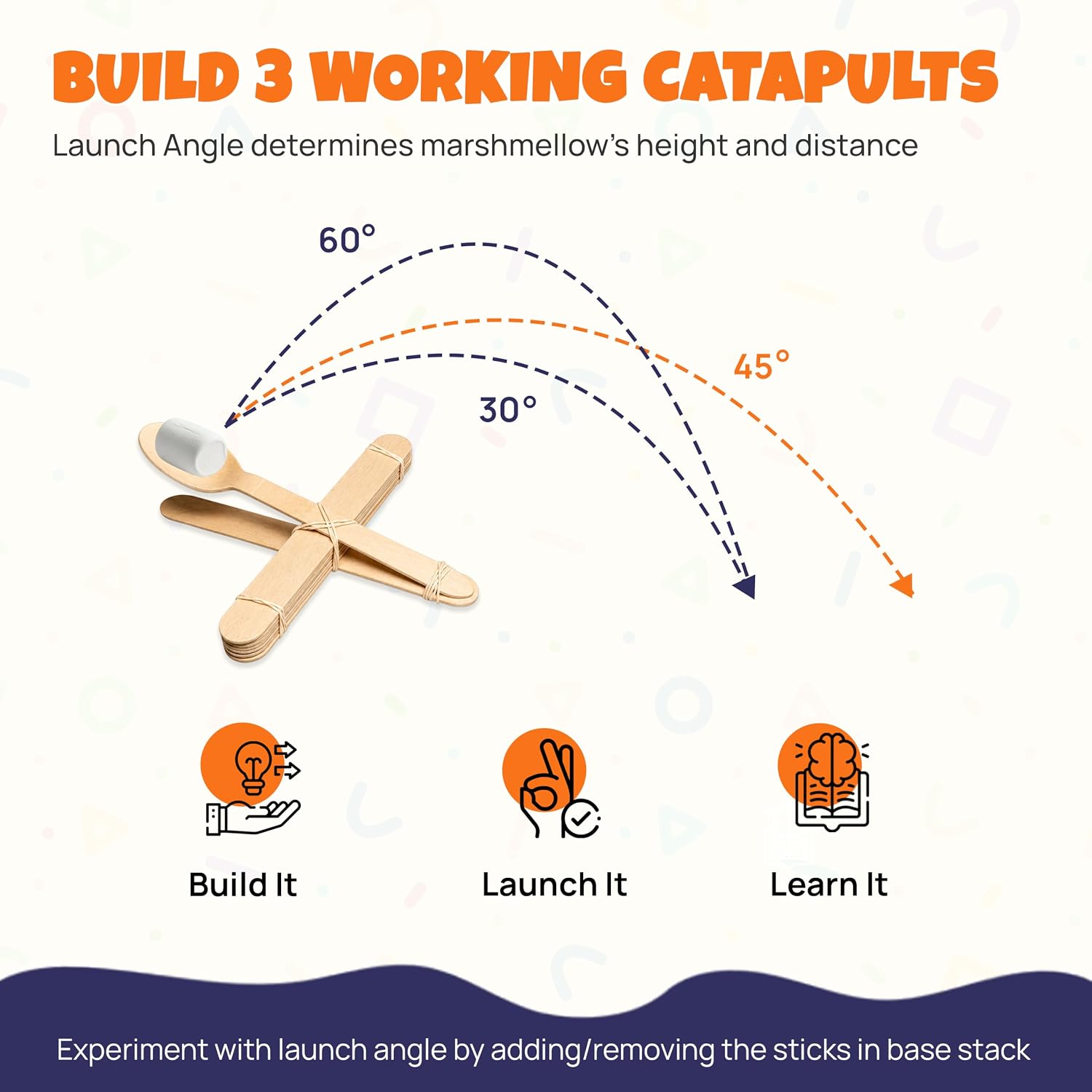 Marshmallow Catapult STEM Kit – Build 3 Working Catapults with 16 oz Mini Marshmallows Included – Hands-On Science