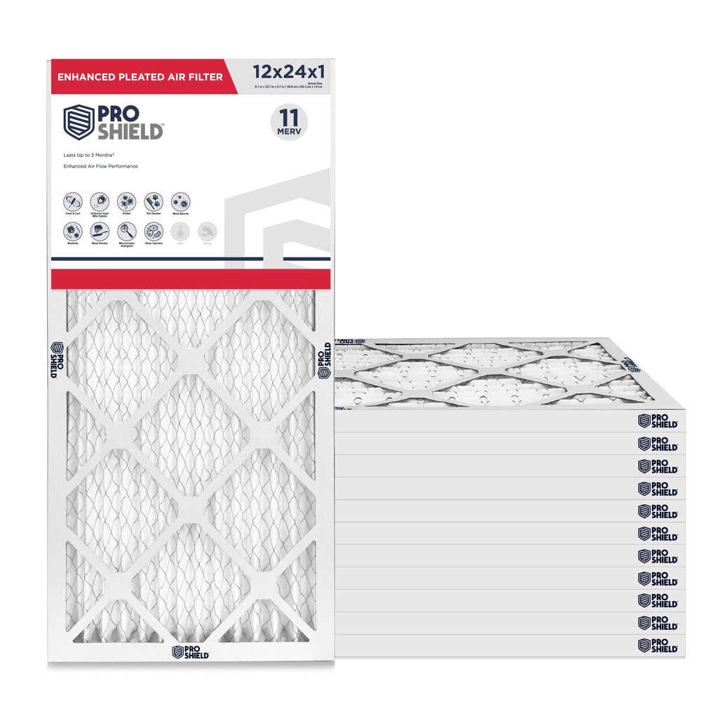 12x24x1 MERV 11 Enhanced Pleated HVAC Air Filter, 6 Pack