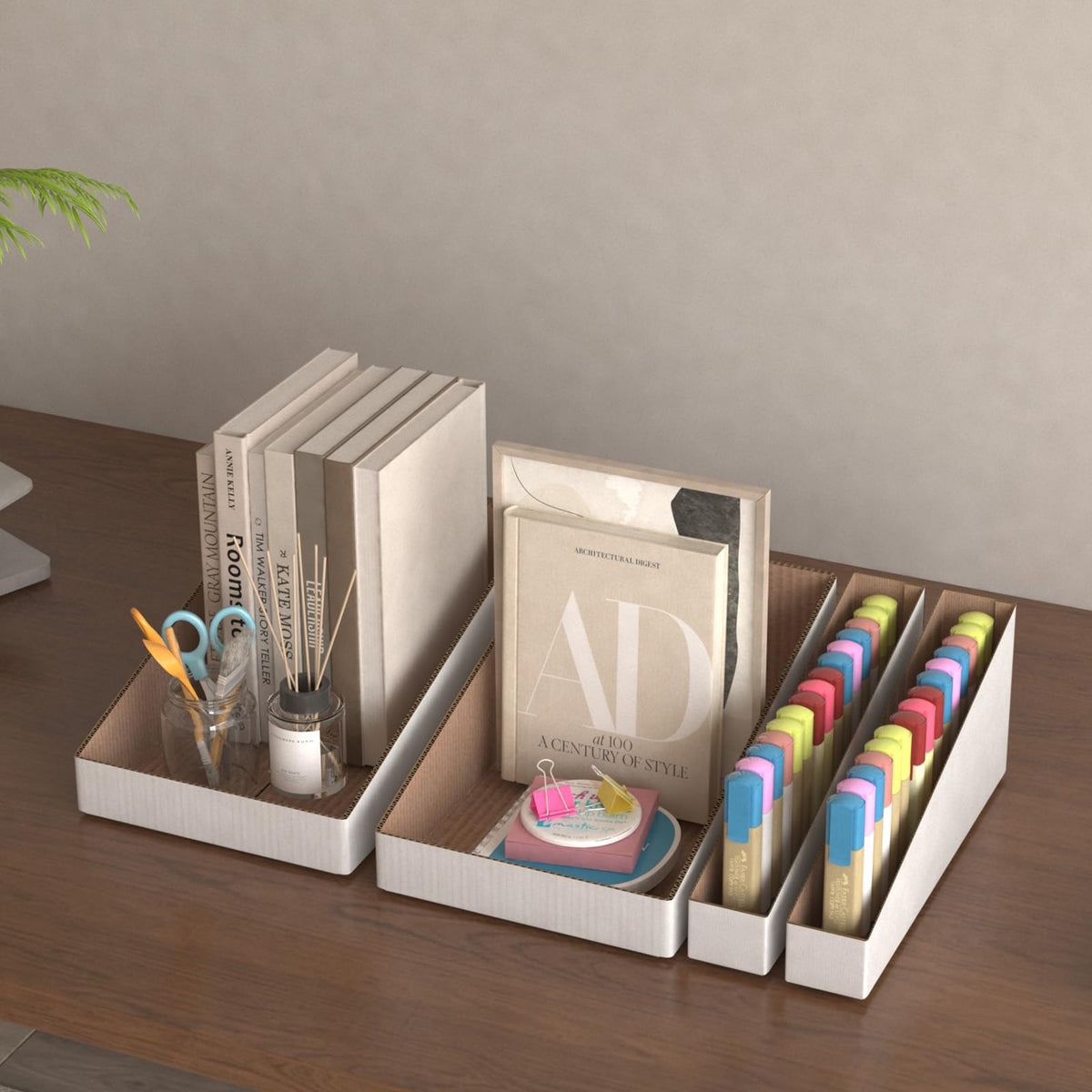 Cardboard Boxes, Pack of 35 Corrugated Storage Bins 12x2x4.5 inch Pantry Organizer Bins for Shelves Garage Office