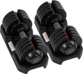 Adjustable Dumbbell Set, 25/52LB Pair with Tray for Workout Strength Training Fitness, Adjustable Weight Dial