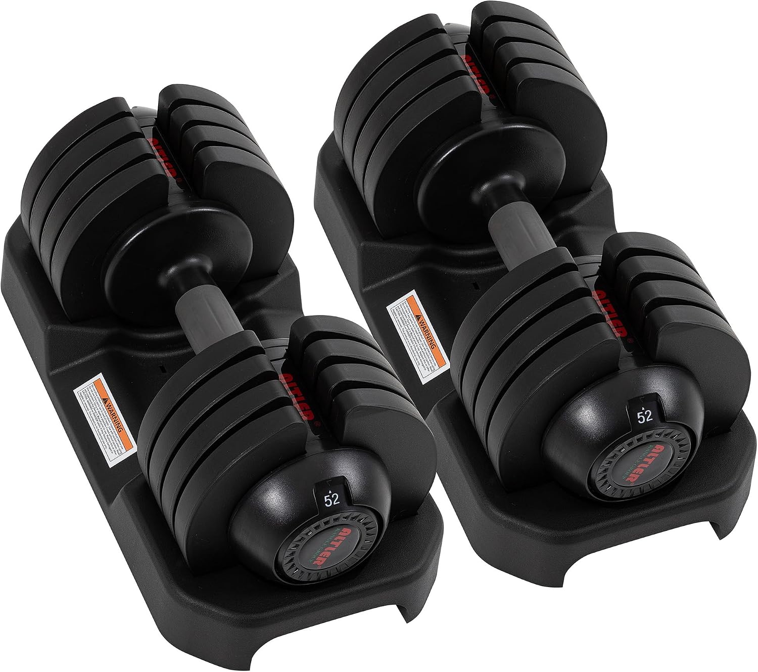 Adjustable Dumbbell Set, 25/52LB Pair with Tray for Workout Strength Training Fitness, Adjustable Weight Dial
