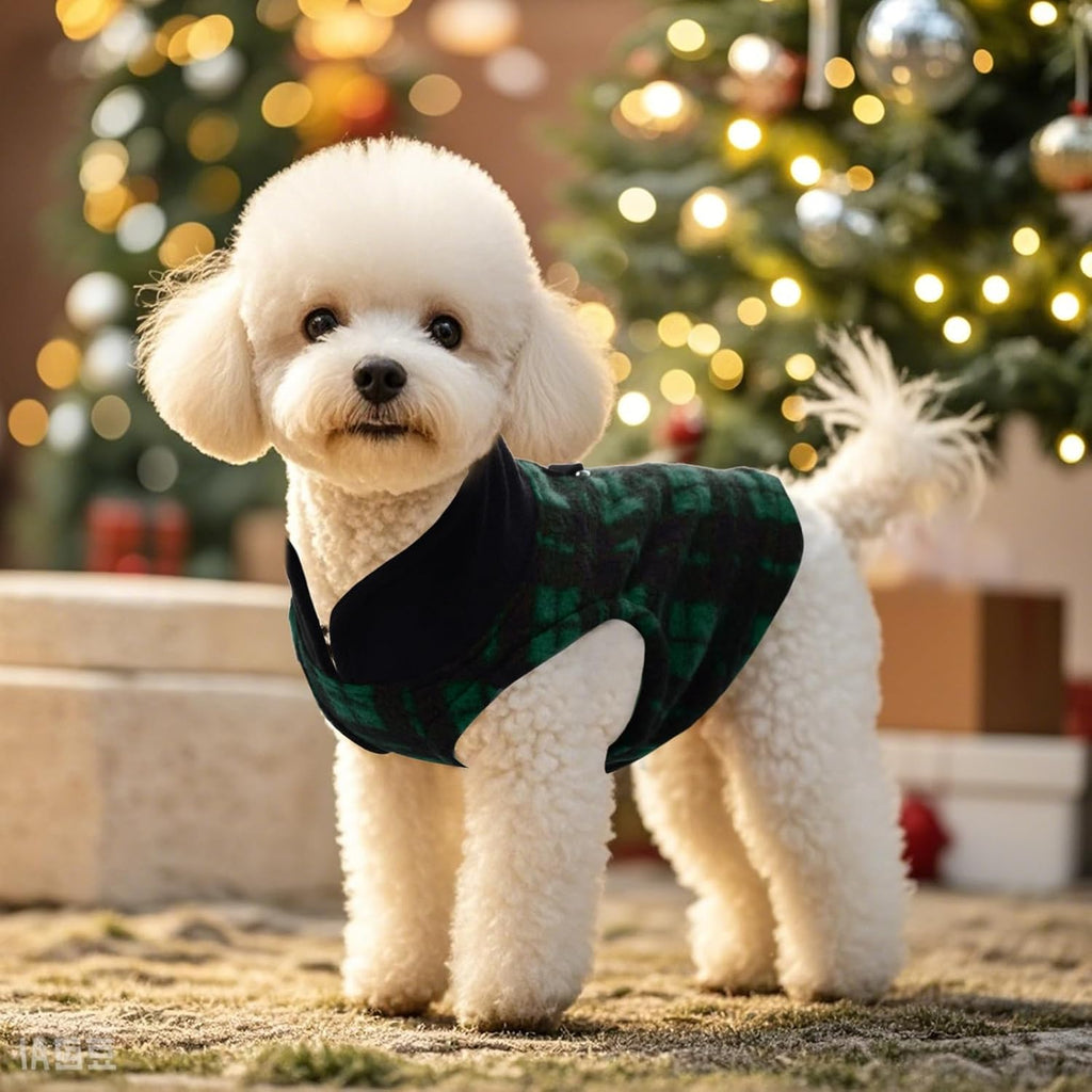 1 PC Plaid Dog Sweaters with Leash Ring Soft Fleece Vest Dogs Pullover Warm Jacket Pet Dogs Clothes Winter Dog