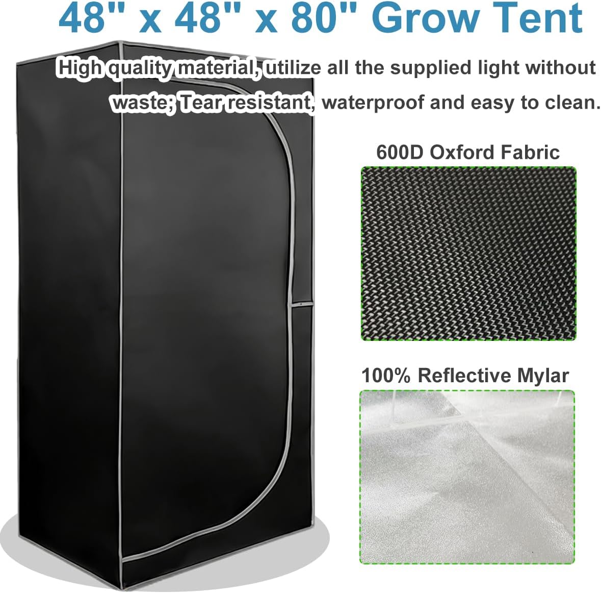 4x4 Grow Tent Kit Complete High Reflective Mylar Indoor Grow Tent 48"x48"x80"+ LED Grow Light Combo Hydroponics