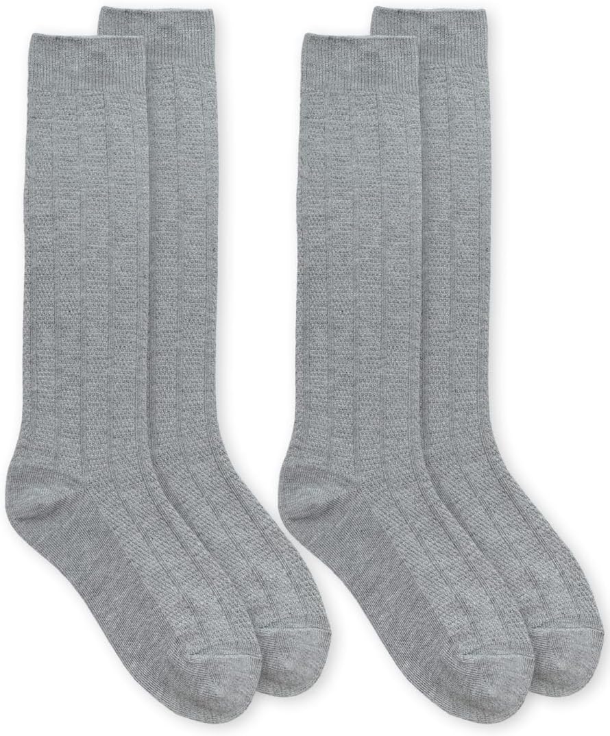 Girls' Rayon Derived from Bamboo School Uniform Ribbed Knee High Socks 2 Pair Pack