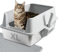 Stainless Steel Cat Litter Box with Lid, Large Metal Litter Box Stainless Steel with Mat & Scoop