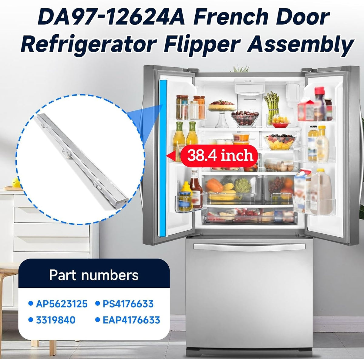DA97-12624A Refrigerator Door Flipper Assembly For Samsung RF323TEDBSR
