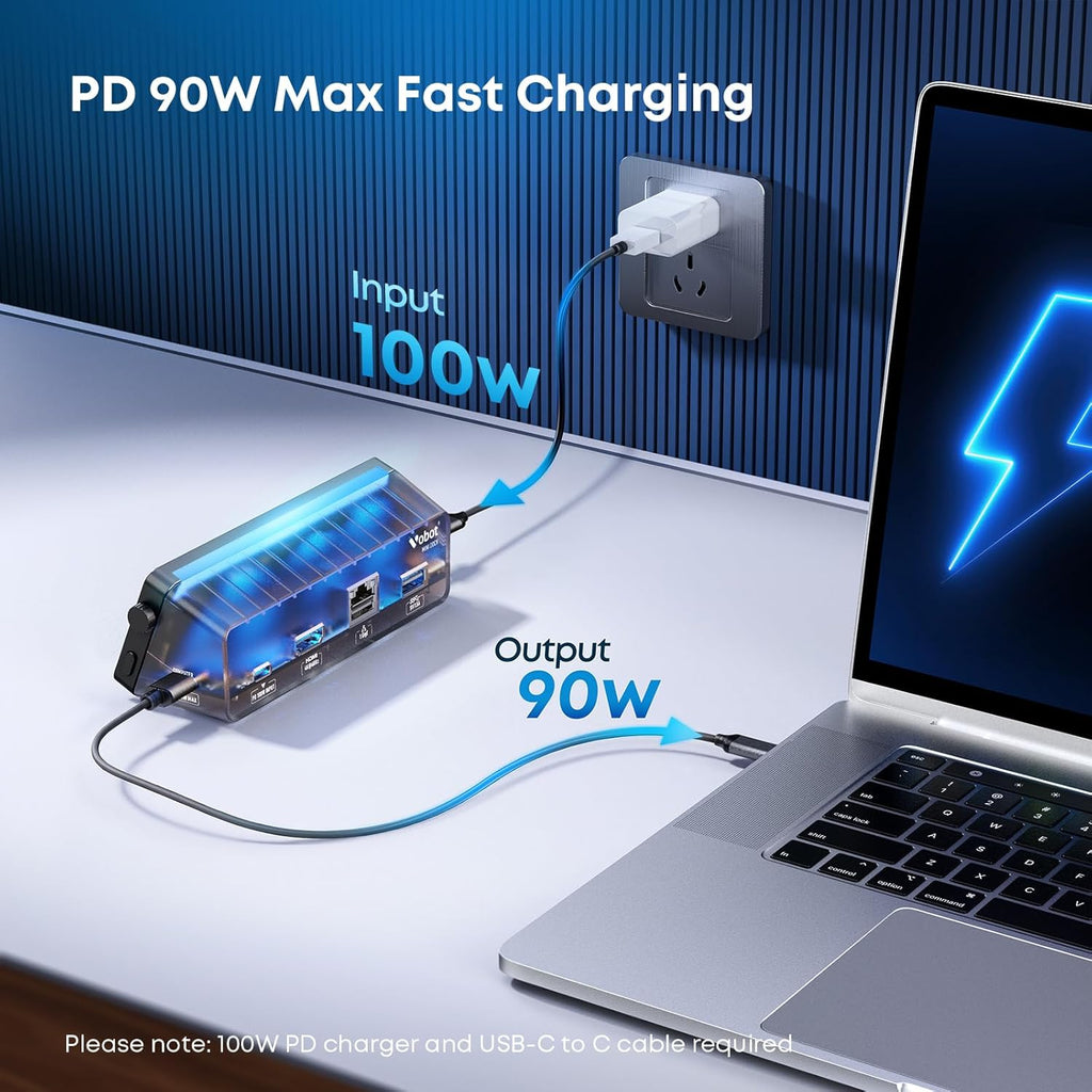 Laptop Docking Station, 7-in-1 USB C Docking Station with Screen, Multiple Built-in Apps, USB C Dock with HDMI