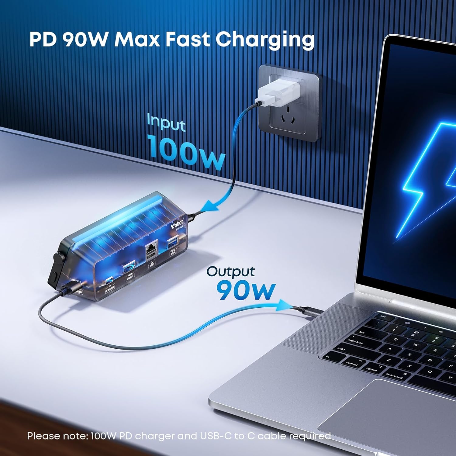 Laptop Docking Station, 7-in-1 USB C Docking Station with Screen, Multiple Built-in Apps, USB C Dock with HDMI