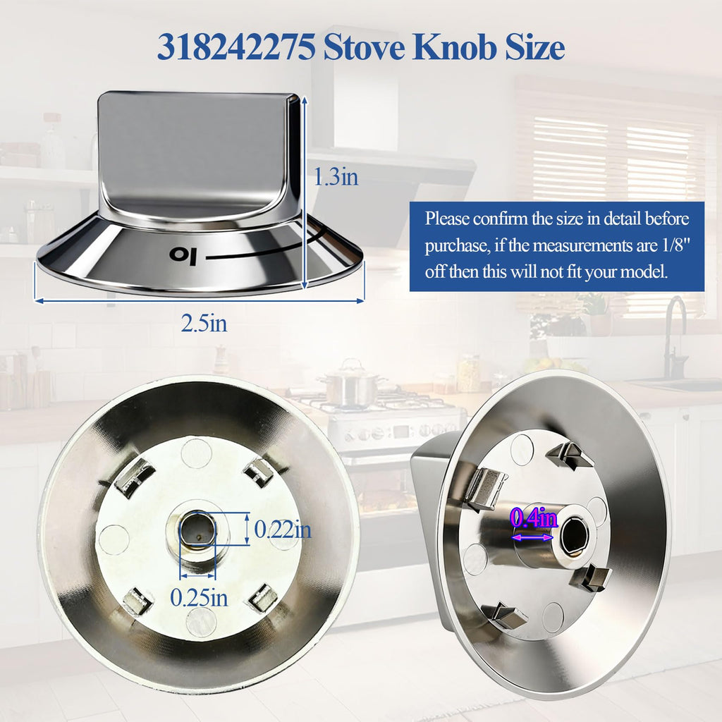 6Pcs 318242275 Burner Control Knob Compatible with Electrolux Range/Cooktop