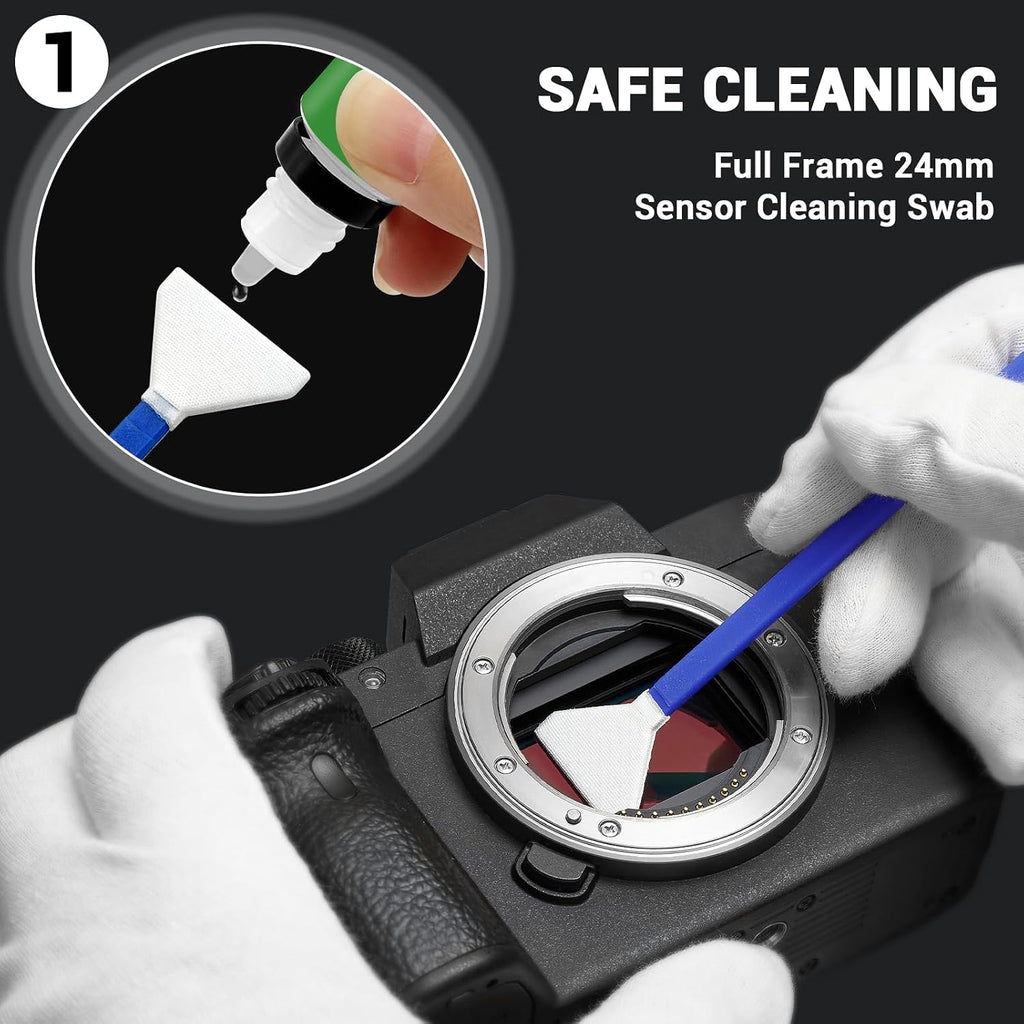 Updated Camera Lens Cleaning Kit, Camera Sensor Cleaning Kit Full Frame 10x | Sensor Cleaning Kit with 10x Sensor