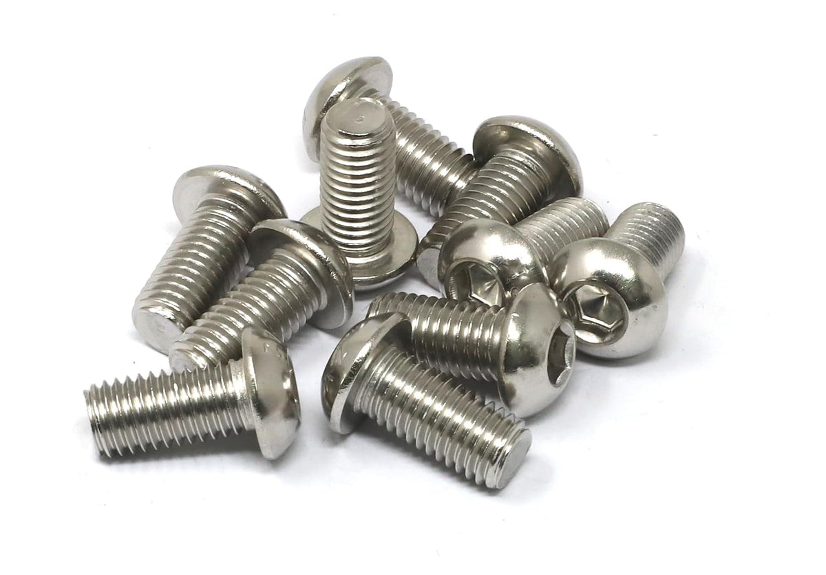 iexcell 10 Pcs M12 x 25mm Thread Pitch 1.75 mm Stainless Steel 304 Hex Socket Button Head Cap Screws Bolts Kit