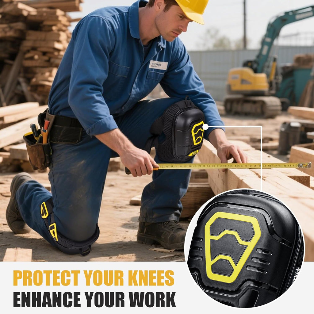 Gel Knee Pads for Work, Professional Heavy Duty Work Knee Pads for Men with Soft Foam and Gel Cushion for Men
