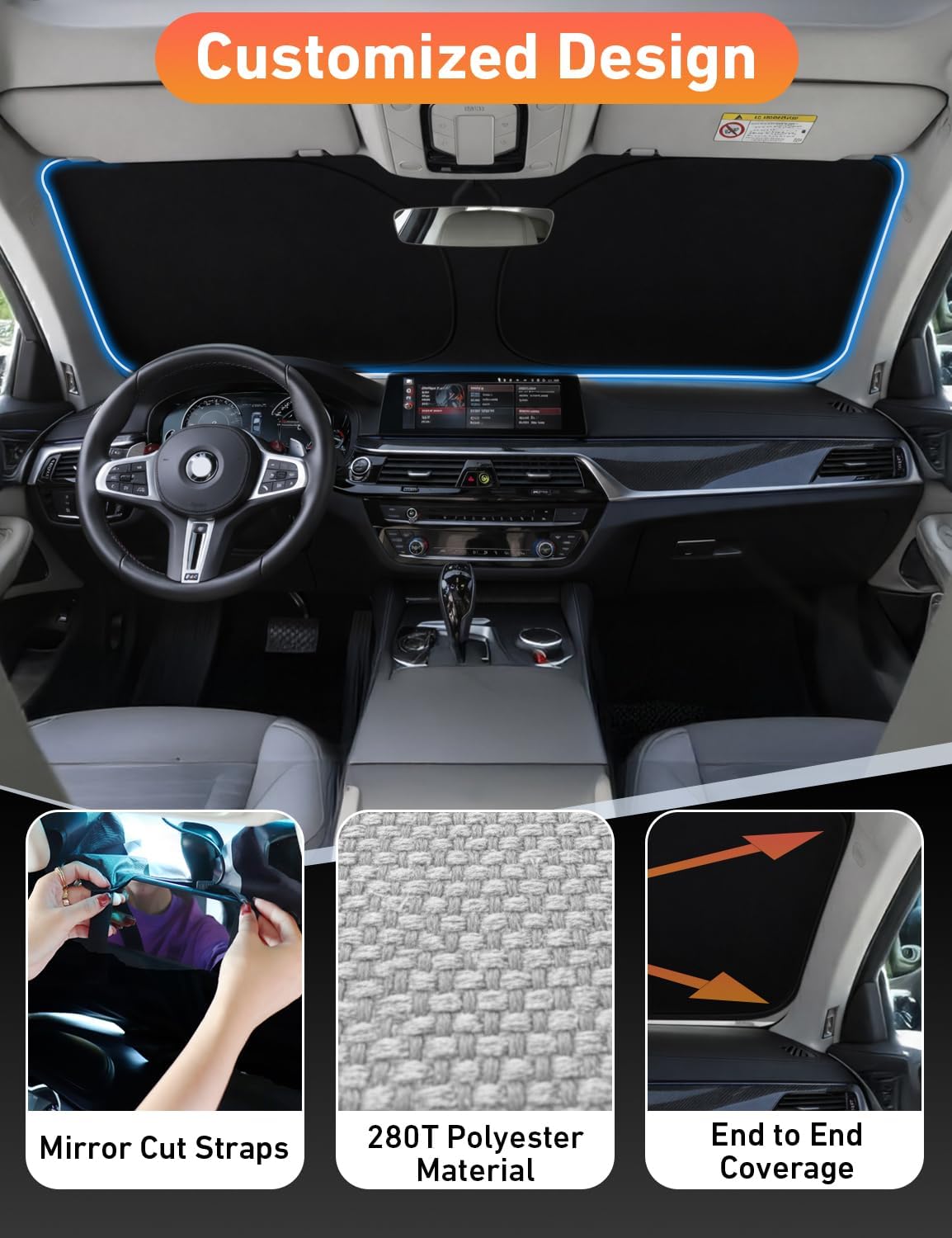 Windshield Sunshade for Honda CRV 2023-2024 2025 2026 Sun Visor for Front Windshield & Window Sun Shade Cover, UV
