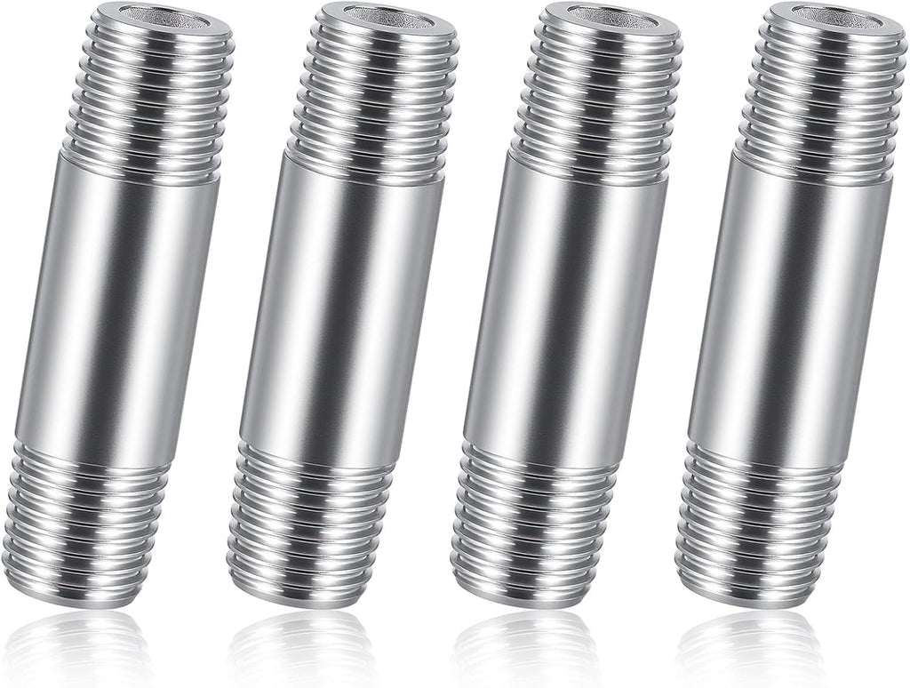 4 Pcs 304 Stainless Steel 1/4 NPT Pipe Nipple 2" Length