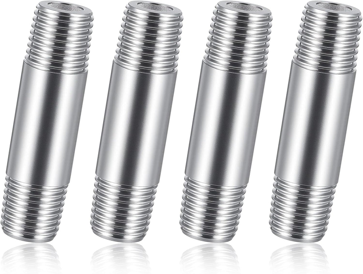 4 Pcs 304 Stainless Steel 1/4 NPT Pipe Nipple 2" Length